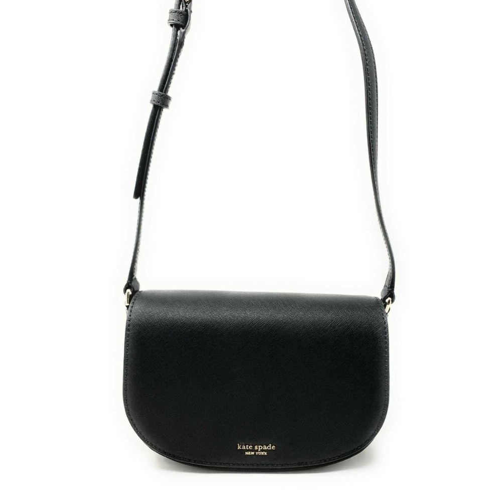 Kate Spade Reiley Flap Crossbody Bag Leather Black - Picture 1 of 8